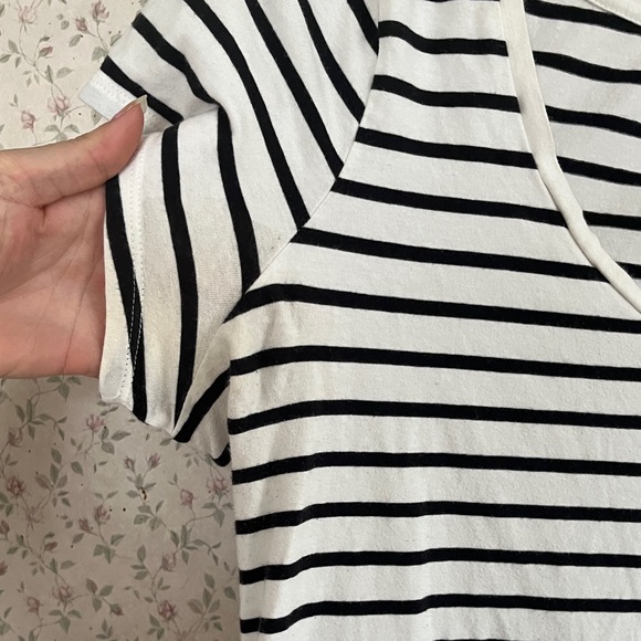 BumpStart Black and White Striped Short Sleeve Maternity Tee - Picture 8 of 10